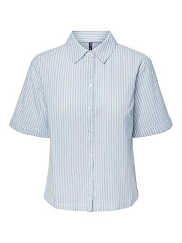 PIECES Damen Pclorna Shirt Bc Bluse, Airy Blue/Stripes:Stripes, L EU von PIECES