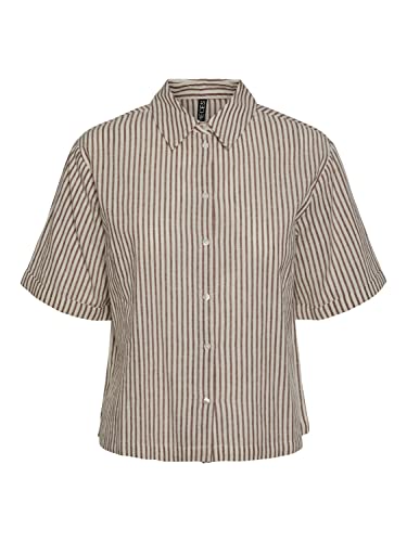 PIECES Damen Pclorna Shirt Bc Bluse, Chocolate Fondant/Stripes:Stripes, M EU von PIECES