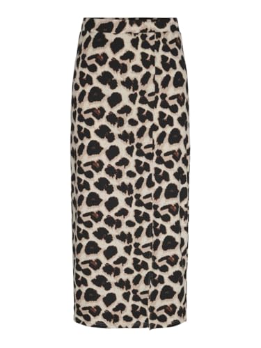 PIECES Damen Pcnala Hw Midi Skirt Mm Bc Midirock 17150641 ,Black/Aop:big Leo ,XL von PIECES