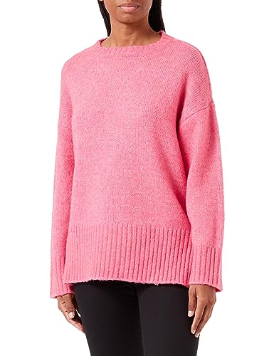 PIECES Damen Pcnancy Ls Loose O-Neck Knit Noos Bc, Shocking Pink, L von PIECES