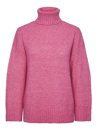 PIECES Damen Pcnancy Ls Loose Roll Neck Knit Noos Bc, Shocking Pink, M von PIECES