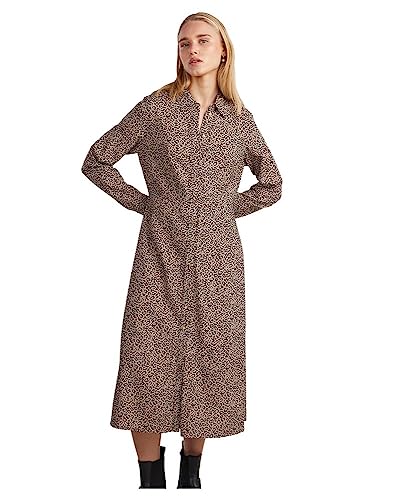 PIECES Damen Pcnova Ls Midi Dress Noos Bc, Silver Mink/AOP:Leo, M von PIECES