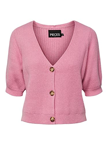 PIECES Damen Pcosilla 2/4 Knit Noos Bc Cardigan, Begonia Pink, M EU von PIECES