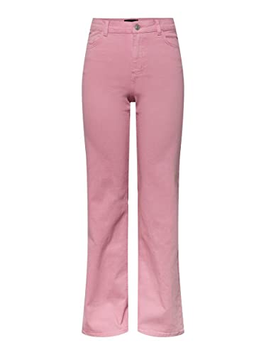 PIECES Damen Pcpeggy Hw Wide Pant Colour Noos Bc Jeans, Begonia Pink, M EU von PIECES