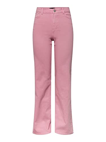 PIECES Damen Pcpeggy Hw Wide Pant Colour Noos Bc Jeans, Begonia Pink, XS EU von PIECES