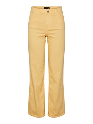 PIECES Damen Pcpeggy Hw Wide Pant Colour Noos Bc Jeans, Flax, L EU von PIECES