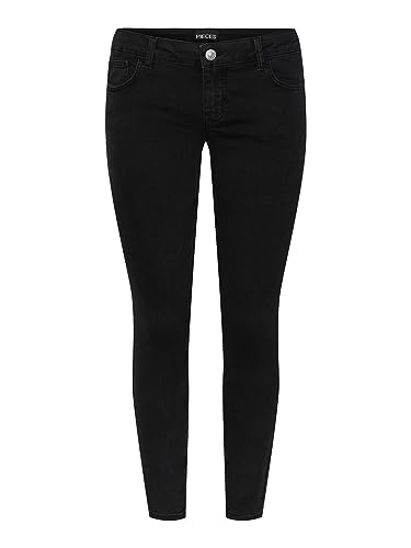 PIECES Damen Pcpeggy Lw Skinny Ank Blc Jeans Noos Cp, Schwarz, L / 30L von PIECES