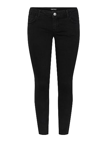 PIECES Damen Pcpeggy Lw Skinny Ank Blc Jeans Noos Cp, Schwarz, S / 32L von PIECES
