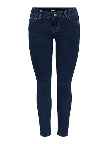 PIECES Damen Pcpeggy Lw Skinny Ank Db Jeans Noos Cp, Dark Blue Denim, XS / 32L von PIECES