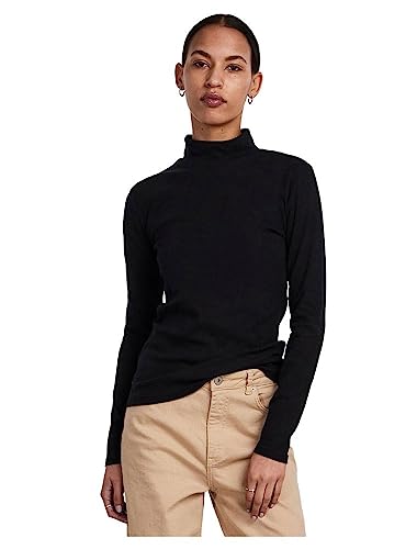 PIECES Damen Pcruka Ls T-Neck Top Noos Bc T-Shirt, Schwarz, M EU von PIECES