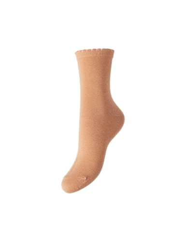 PIECES Damen Pcsebby Glitter Long 1 Pack Noos Socken, Mock Orange/Detail:TONED LUREX, Einheitsgröße EU von PIECES