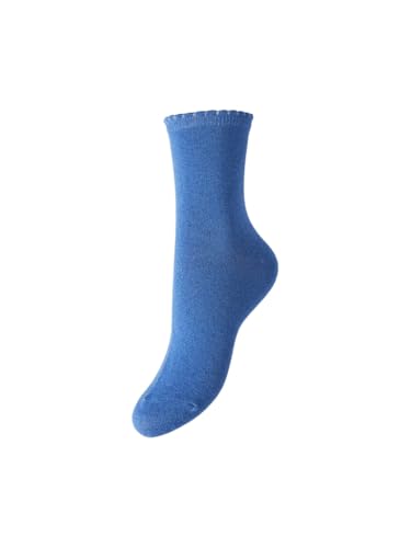 PIECES Damen Pcsebby Glitter Long 1 Pack Noos Socken, Princess Blue/Detail:TONED LUREX, Einheitsgröße EU von PIECES