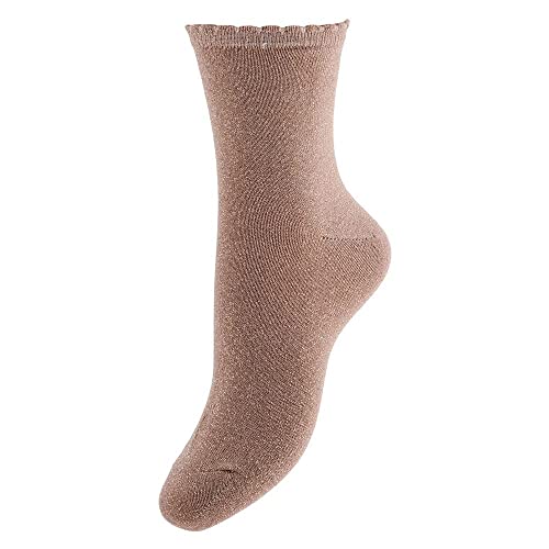 PIECES Damen Pcsebby Glitter Long 1 Pack Sokken Noos Socken, Natural/Detail:TONED LUREX, 36-38 EU von PIECES