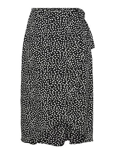 PIECES Damen Pctala Wrap Skirt Noos Bc, Black/AOP:dot, XS von PIECES