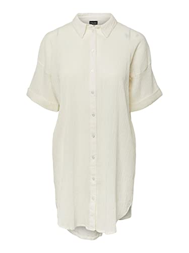 PIECES Damen Pcterra Ss Long Shirt Noos Bc, Cloud Dancer, XS von PIECES