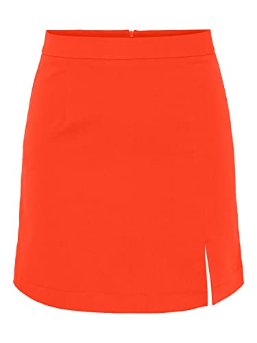 PIECES Damen Pcthelma Hw Skirt Noos Minirock, Tangerine Tango, XS EU von PIECES