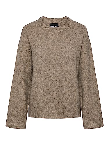 PIECES Damen Pctulle Oversize O-Neck Knit Bc Strickpullover, Fossil, XS EU von PIECES