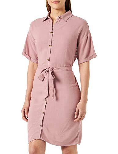 PIECES Damen Pcvinsty Ss Linen Shirt Dress Noos, Woodrose, M von PIECES