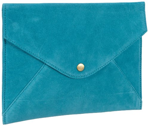 PIECES FINA Suede Clutch 17035374, Damen Abendtaschen, Türkis (Clear Turquise), 28x21 cm (B x H x T) von PIECES