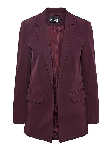 PIECES Damen Pcbozzy Ls Loose Blazer Noos Bc Klassischer Blazer, Grape Wine,XL PIECES Damen Pcbozzy Ls Loose Blazer Noos Bc Klassischer Blazer, Grape Wine,XL von PIECES