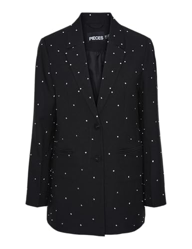 PIECES PCPEVA Rhinestone Loose Blazer, Black/Detail:Rhinestones,S von PIECES