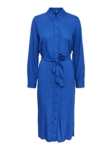 PIECES Damen Pccammie Ls Midi Shirt Dress Noos Bc, Mazarine Blue, L von PIECES