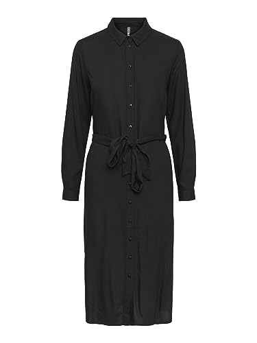 PIECES Damen Pccammie Midi Shirt Dress Noos Bc Kleid, Schwarz, S EU von PIECES