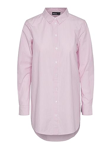 PIECES Damen Pcjiva Shirt Noos Bc Bluse, Begonia Pink/Stripes:Cloud Dancer, S EU von PIECES