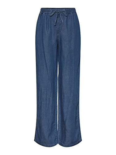 PIECES Damen Pcbosi Hw Wide Pants Bc, Medium Blue Denim, M von PIECES