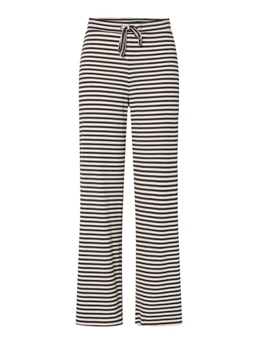PIECES Damen Stoffhose – Gestreift, Weite Beine, High Waist, Kordelzug, Bequemer Sitz, M von PIECES
