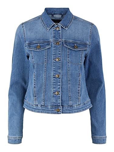 PIECES Damen Pcoia Ls DNM Jacket Mb Noos Bc, Medium Blue Denim, L von PIECES