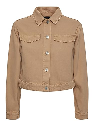 PIECES Damen Pctessie Ls Dnm Jacket Mb873 Noos Bc Jeansjacke, Indian Tan, S EU von PIECES