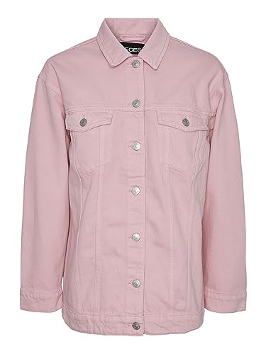 Pieces Women's PCTIKA LS Oversize DNM Jacket MB NOOS BC Jeansjacke, Begonia Pink, M von PIECES