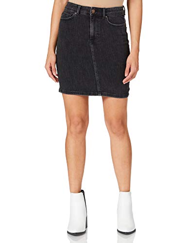 PIECES Damen Pclili Mw Denim Skirt Bl649-vi/Noos Bc, Schwarz, XS von PIECES