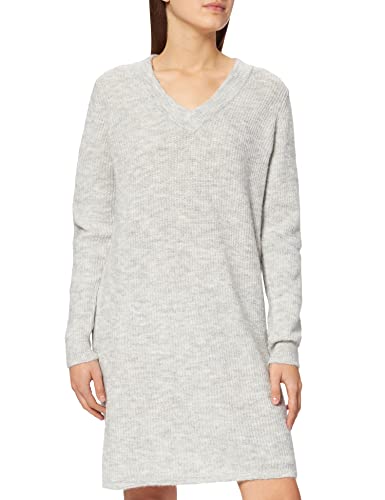 PIECES Damen Pcellen V-Neck Knit Dress Noos Bc Kleid, Light Grey Melange, S EU von PIECES