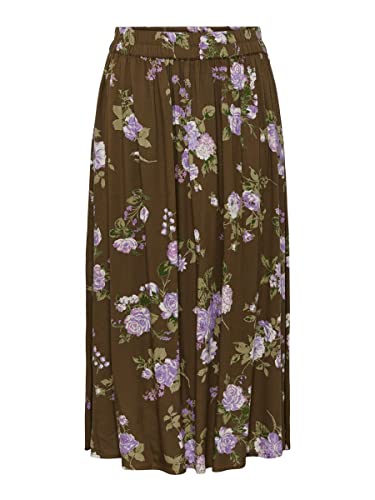 PIECES Damen Pcnya Hw Midi Skirt Bc Rock, Dark Olive, S EU von PIECES