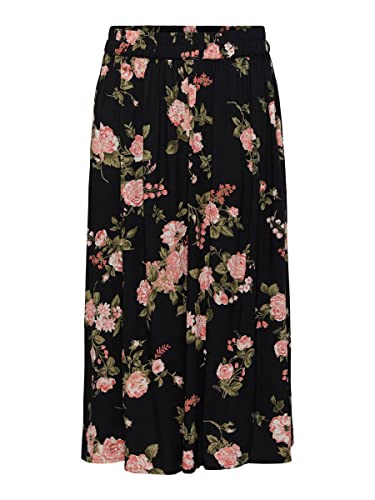 PIECES Damen PCNYA HW MIDI Skirt BC Rock, Black/AOP:Big Flower, M von PIECES