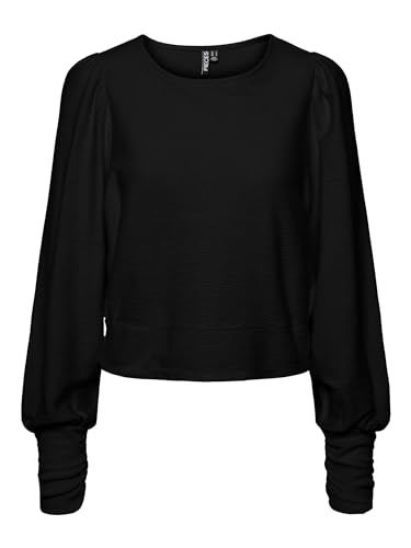 PIECES Damen Oberteil mit Langen Ärmeln PCFUNA, Schwarz ,L von PIECES