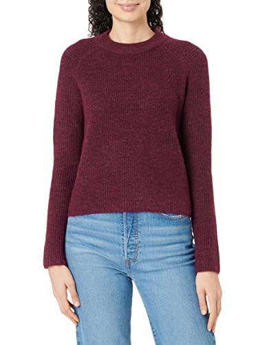 PIECES Damen Pcellen Ls O-Neck Knit Noos Bc, Grape Wine, M von PIECES