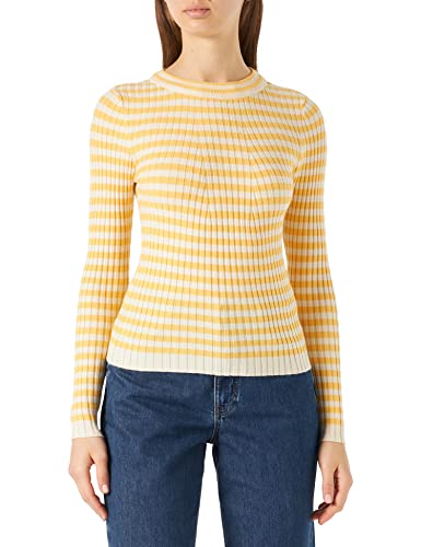 Pieces Women's PCCRISTA LS O-Neck Knit NOOS BC Langarmshirt, Flax/Stripes:with Birch Stripes M, XS von PIECES