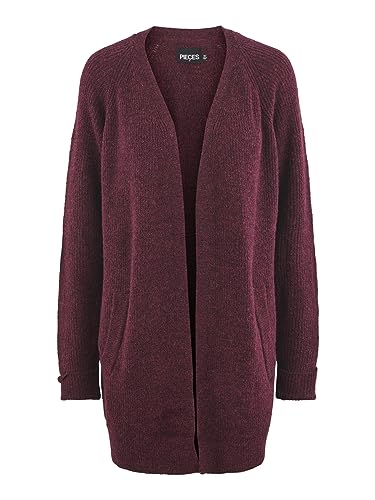 PIECES Damen Pcellen Ls Long Knit Cardigan Noos Bc Srickjacke,Grape WineXS von PIECES