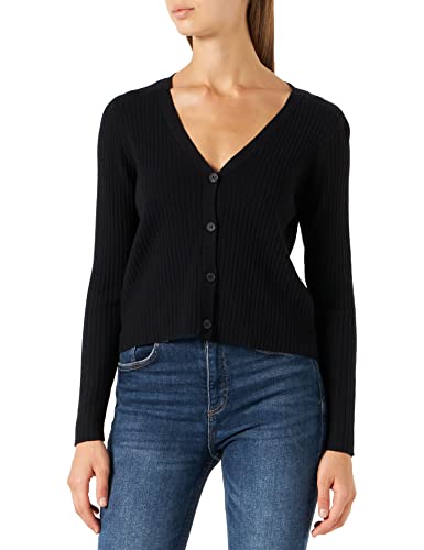 PIECES Damen Pccrista Ls Knit Cardigan Noos Bc Srickjacke, Schwarz, L EU von PIECES