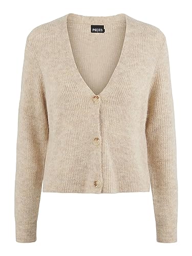 PIECES Damen Pcellen Ls Knit Cardigan Noos Bc, White Pepper, L von PIECES