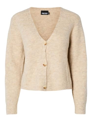 PIECES Damen Pcellen Ls Knit Cardigan Noos Bc, White Pepper, L von PIECES