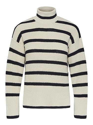 PIECES Damen Pcjune Ls Roll Neck Knit, Birch/Stripes:sky Captain ,XL PIECES Damen Pcjune Ls Roll Neck Knit, Birch/Stripes:sky Captain ,XL von PIECES