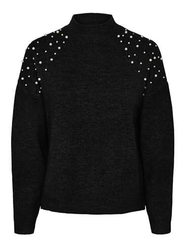 PIECES Damen PCPEARLA LS Knit BC Pullover,Schwarz ,L von PIECES
