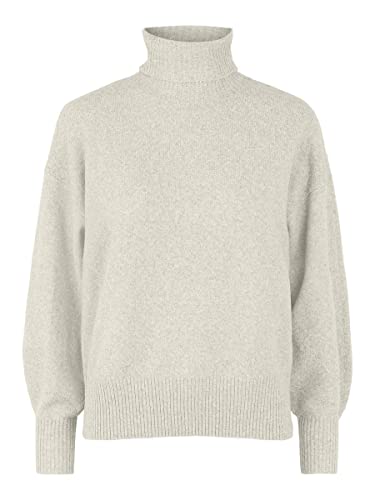 PIECES Damen Pccava High Neck Knit Noos Bc Pullover, Whitecap Gray, L EU von PIECES