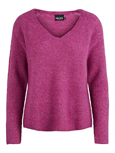 PIECES Damen Pcellen V-Neck Knit Noos Bc Pullover, Rose Violet, S EU von PIECES