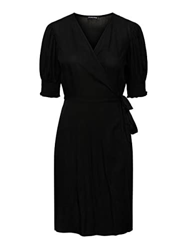 PIECES Damen Pctala 2/4 Wrap Dress Noos Bc, Schwarz, XS von PIECES