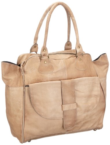 PIECES GALLION LEATHER BAG AU11 17033515, Damen Schultertaschen, Beige (LIGHT HEMP SAND), 36x30x17 cm (B x H x T) von PIECES